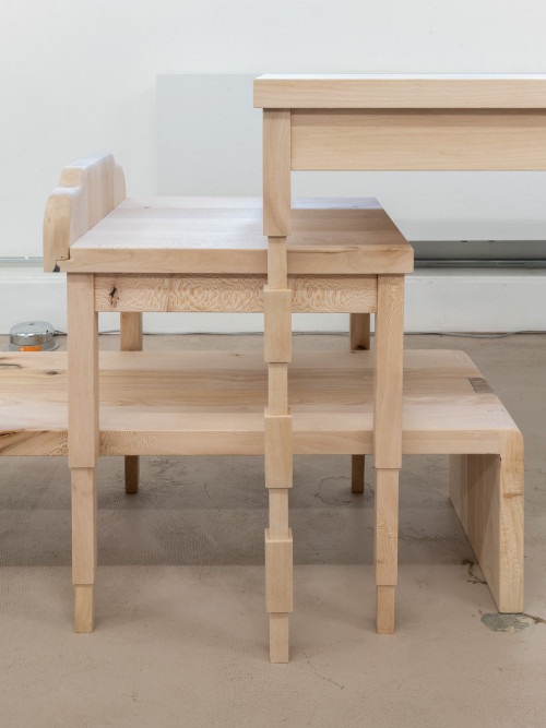 Detail of *Nesting group* by Olga Micińska, 2024, wood, 76 x 60 x 89cm, expandable. Photo: Gunnar Meier.